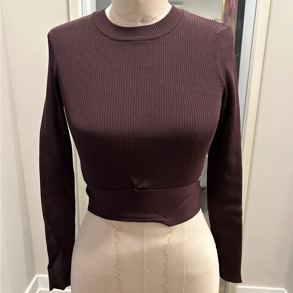 Wrap Sweater in Brown - Small